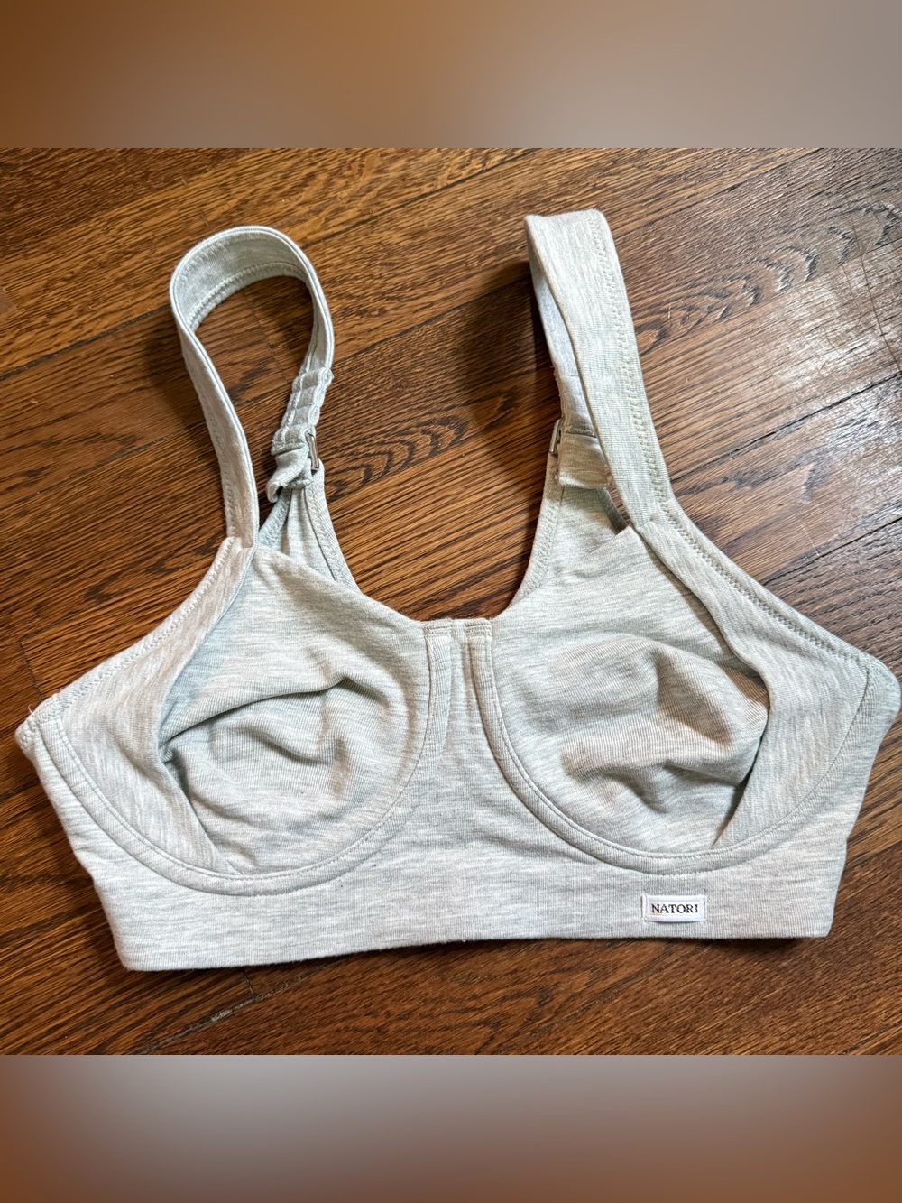 Natori Sport Heather Gray Jersey Wide Strap Underwire Bra 34B